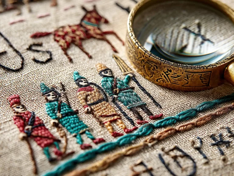 Détail de la Tapisserie de Bayeux représentant des chevaliers